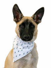 Load image into Gallery viewer, Hamptons Reversible Collar Bandana (Blue Stripe / Navy Anchors) - Vanderpump Pets
