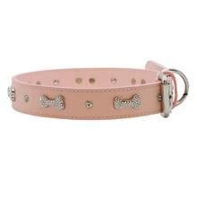 Load image into Gallery viewer, VP Pets Designer Diamond and Bone Leatherette Collar - Pink - Vanderpump Pets